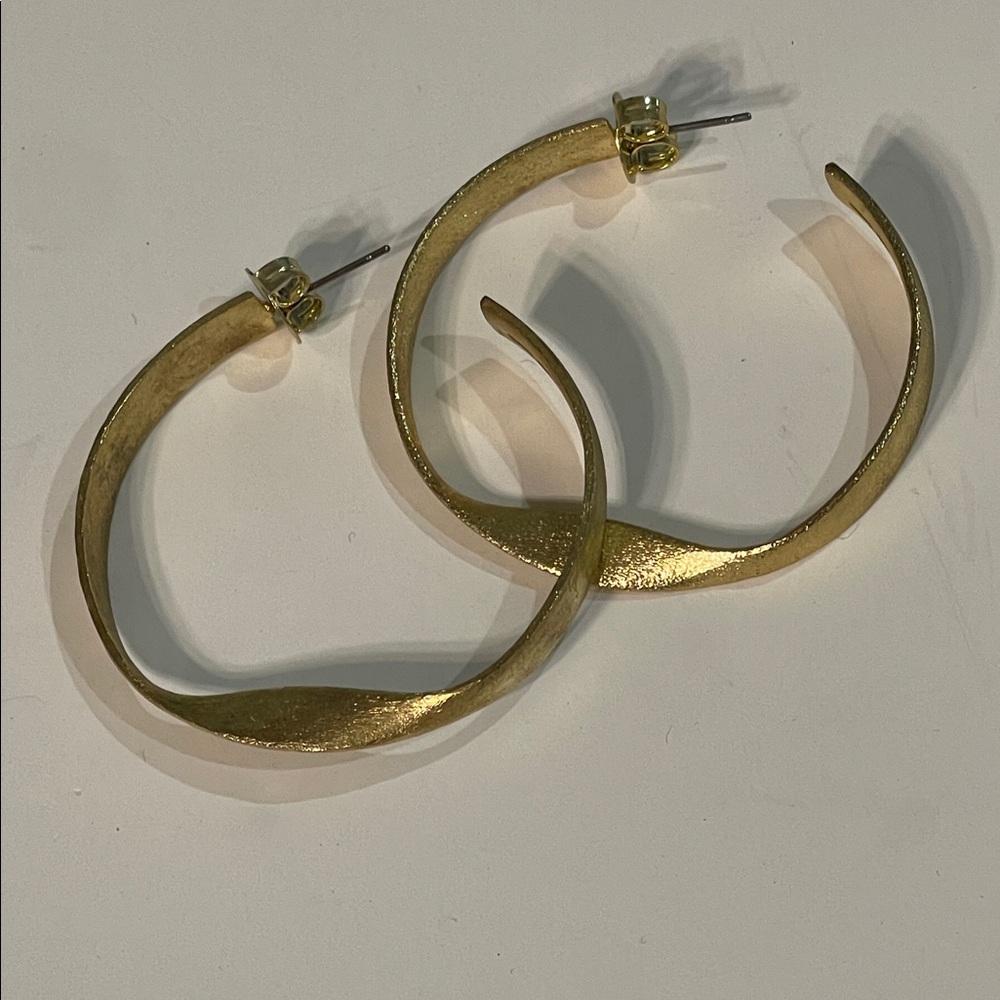 Rivka Friedman Textured 2” Gold Hoop Earrings NWOT